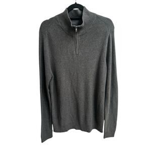 Nordstrom Men’s Cotton Cashmere Pullover Sweater Long Slv 1/4 Zipper Sz M Grey